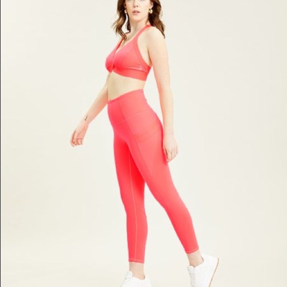 Free people end game neon coral leggings